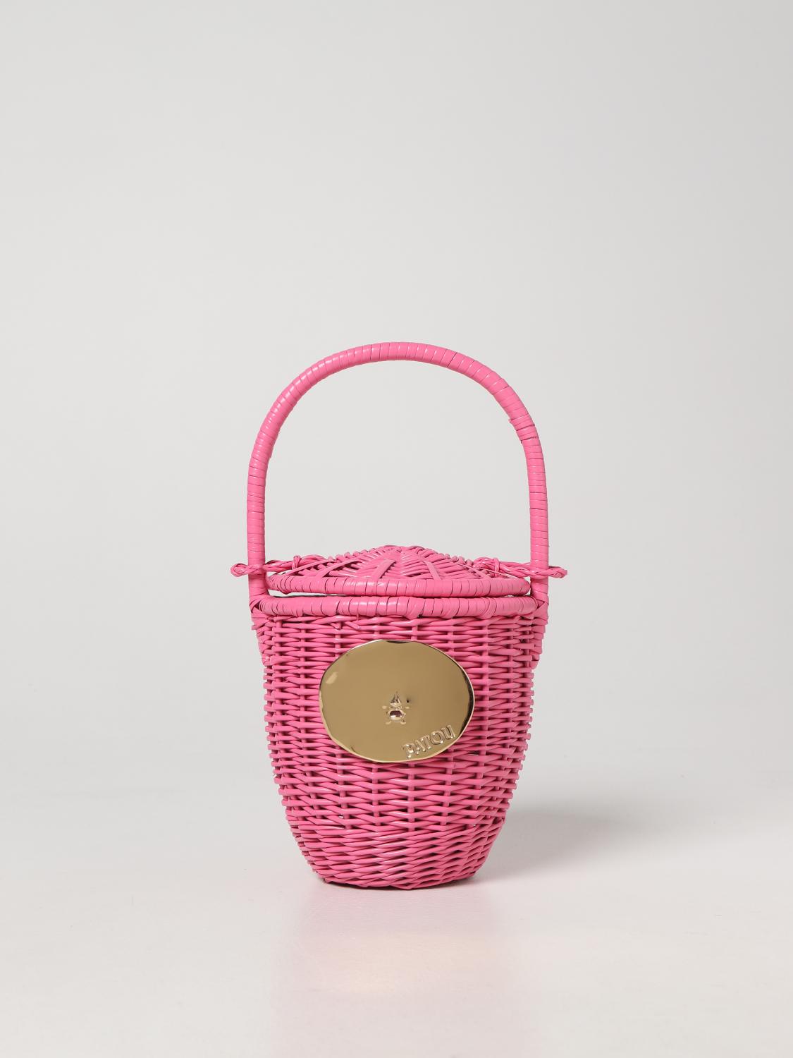 PATOU BORSA MINI: Borsa Patou in vimini, Rosa - Img 1