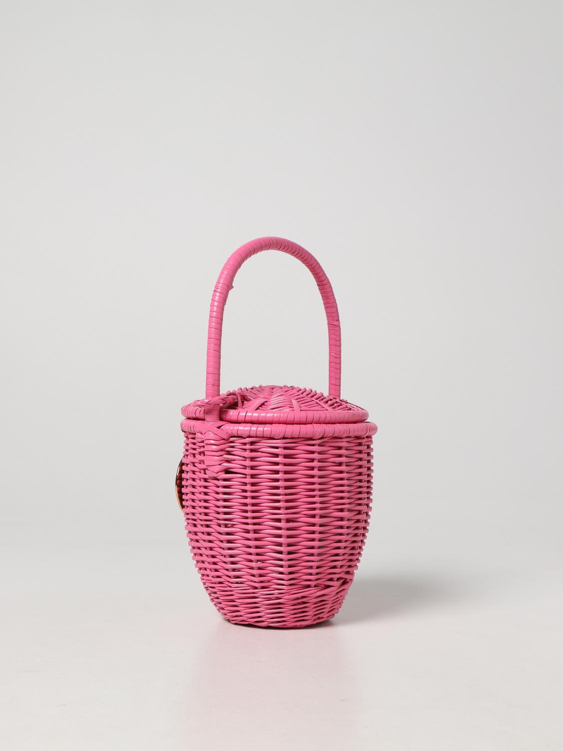 PATOU BORSA MINI: Borsa Patou in vimini, Rosa - Img 2
