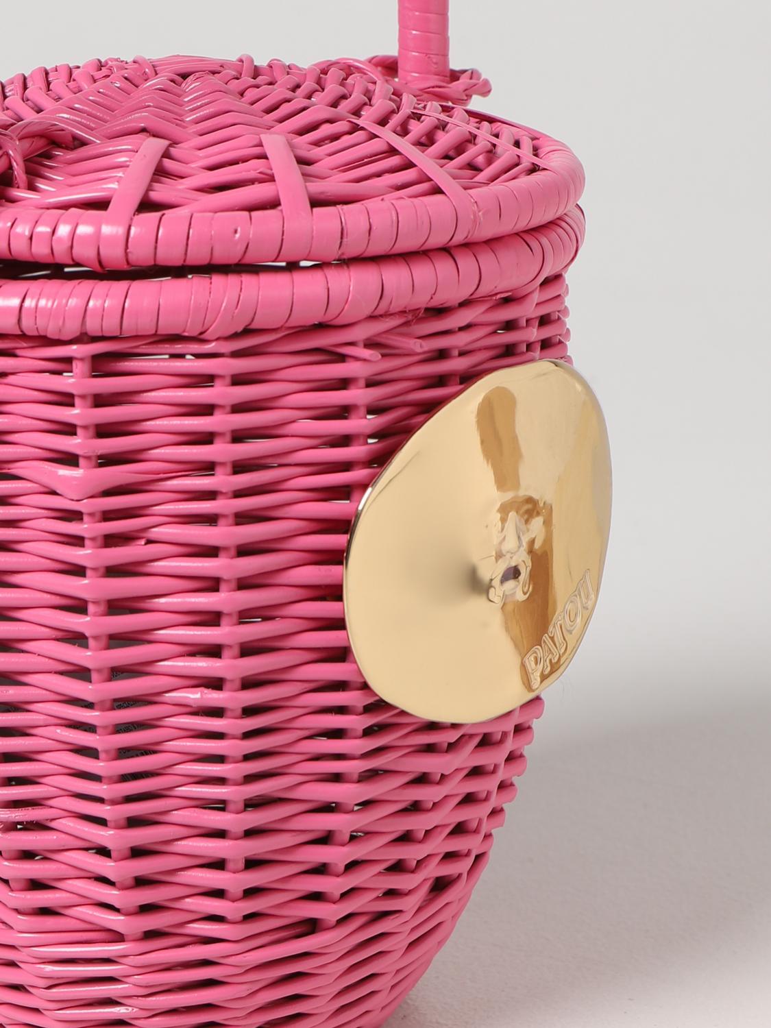 PATOU BORSA MINI: Borsa Patou in vimini, Rosa - Img 3