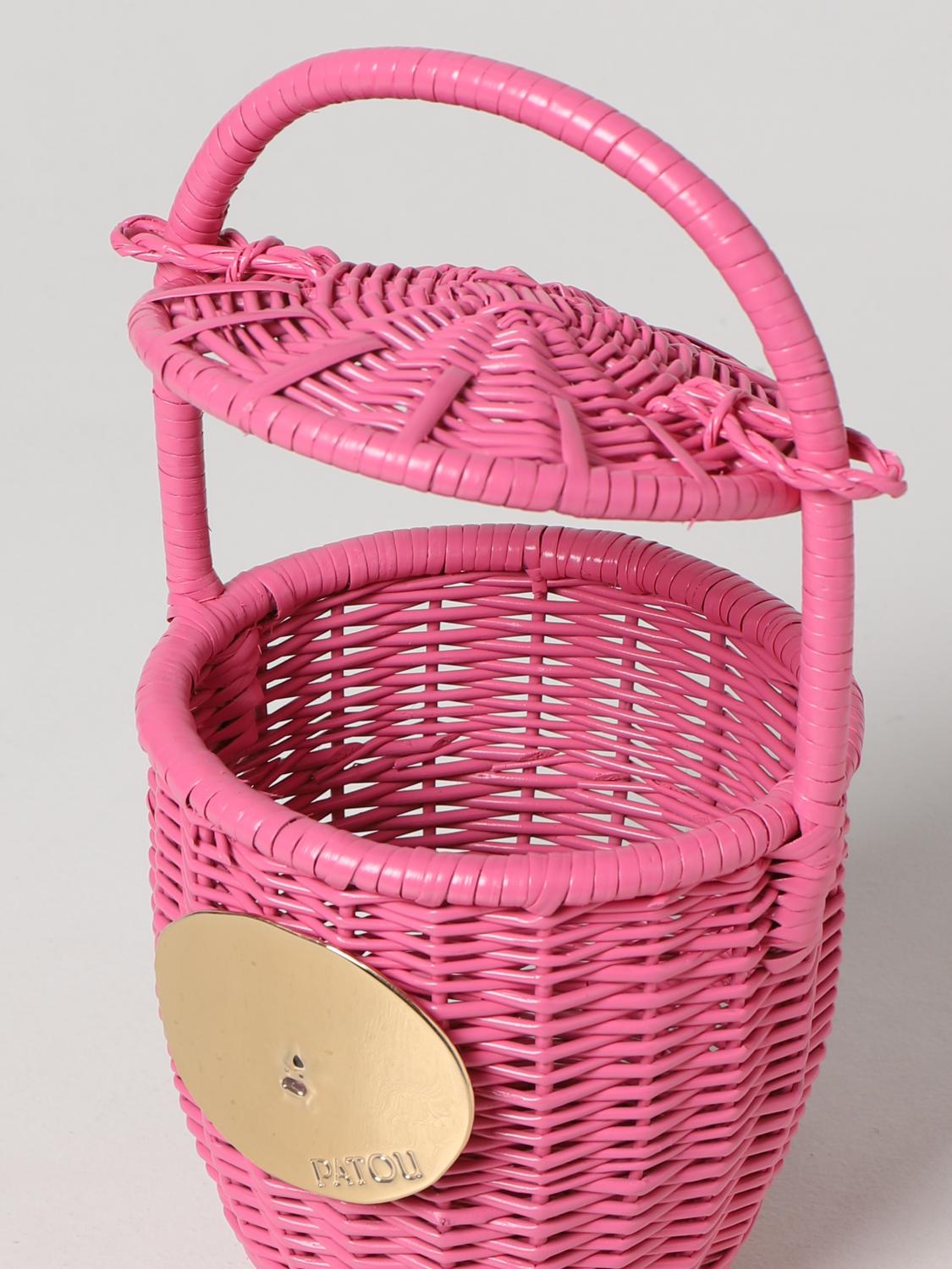PATOU BORSA MINI: Borsa Patou in vimini, Rosa - Img 4