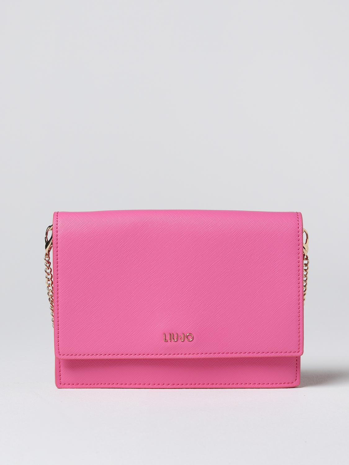 LIU JO BORSA A TRACOLLA: Borsa Liu Jo in pelle sintetica saffiano, Lampone - Img 1