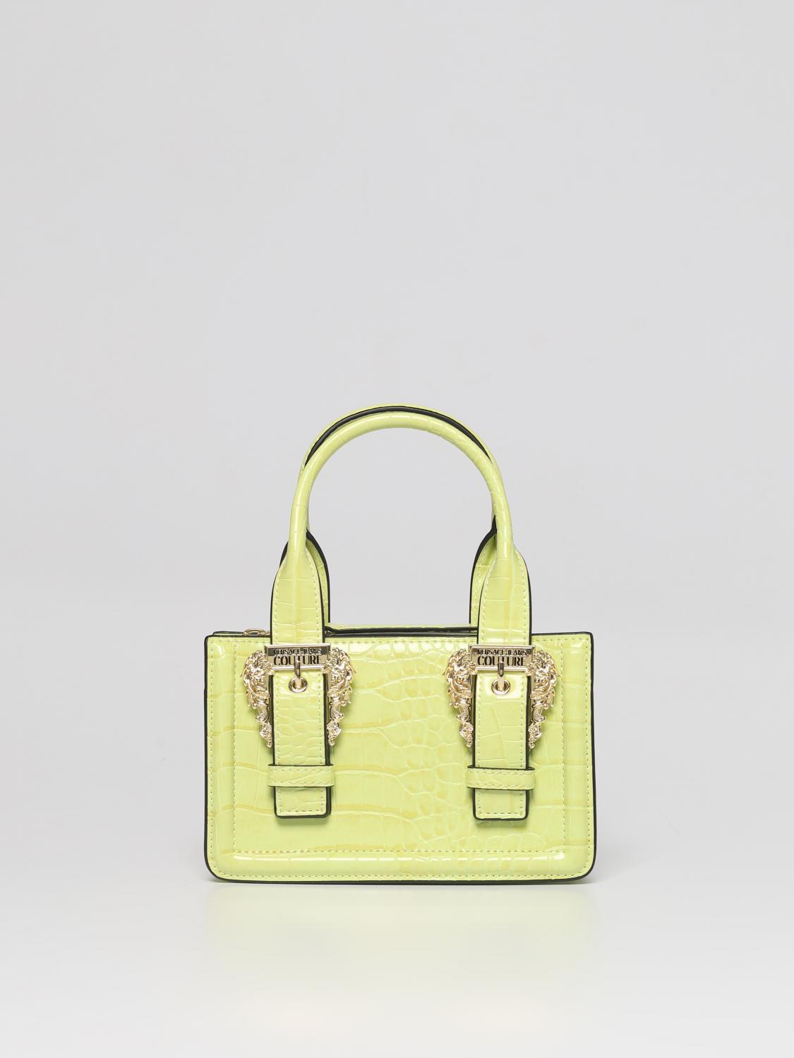 VERSACE JEANS COUTURE HANDBAG: Versace Jeans Couture bag in crocodile print synthetic leather, Orange - Img 1