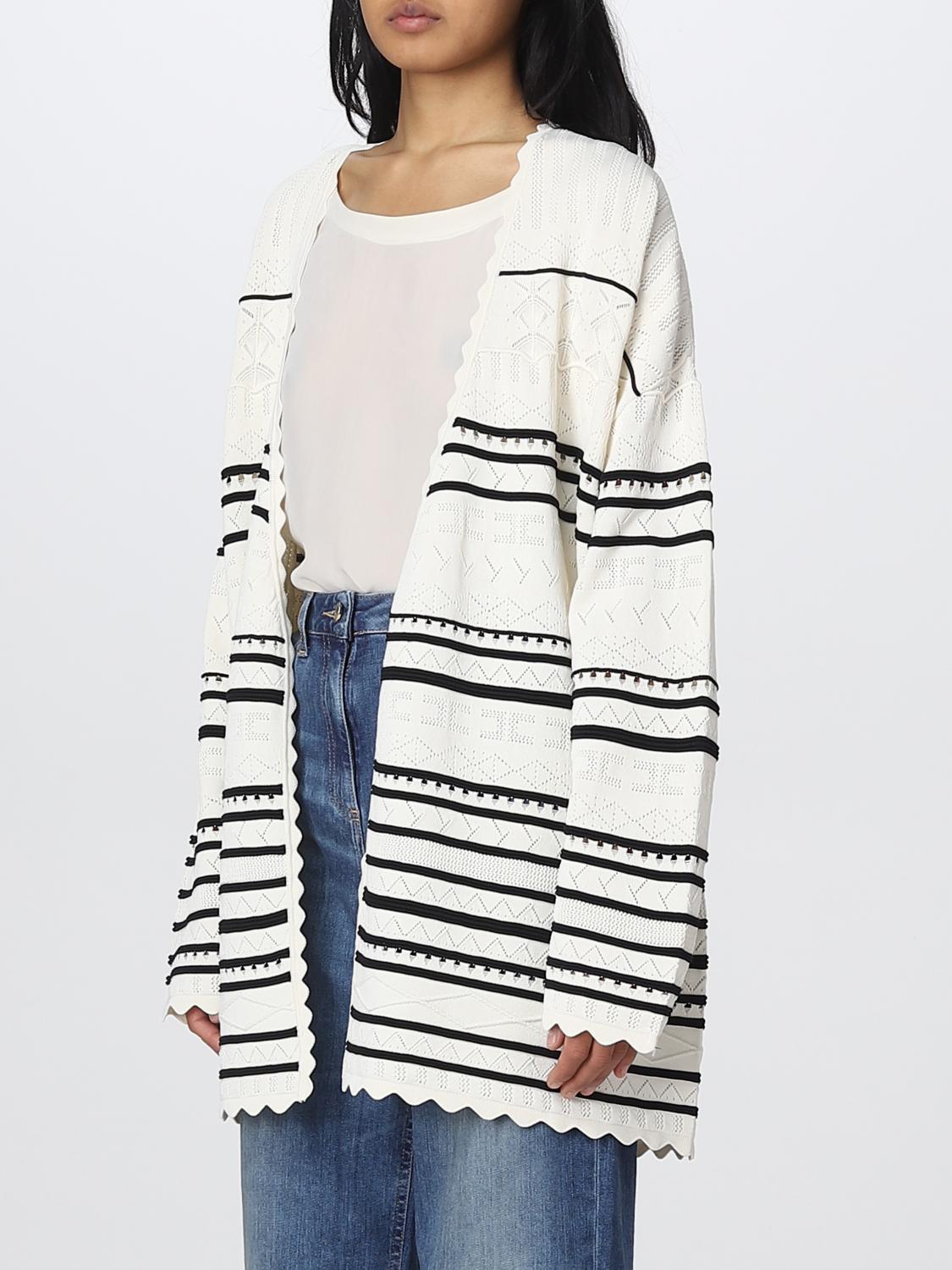 ELISABETTA FRANCHI JERSEY: Cárdigan mujer Elisabetta Franchi, Mantequilla - Img 3