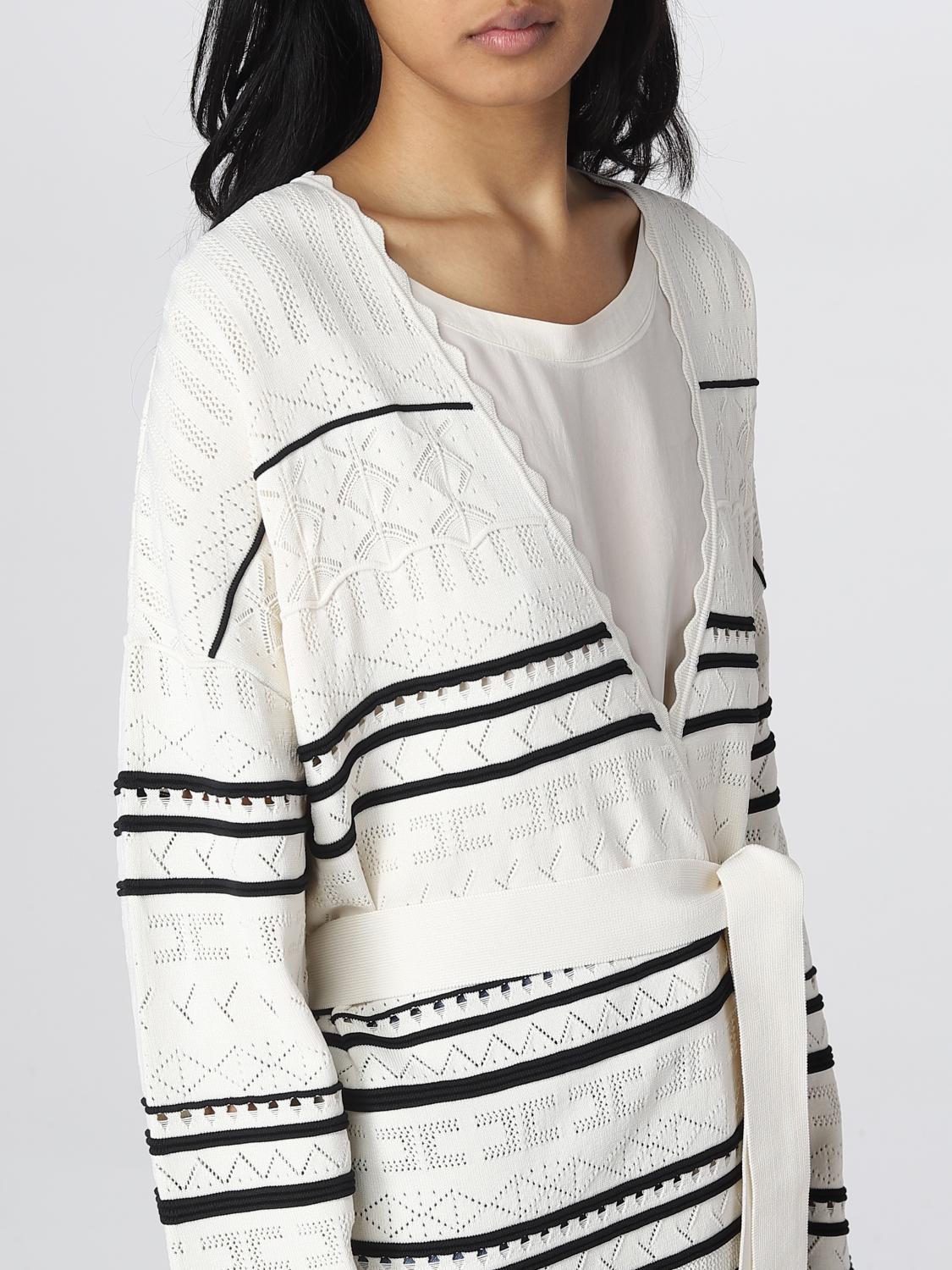 ELISABETTA FRANCHI JERSEY: Cárdigan mujer Elisabetta Franchi, Mantequilla - Img 4