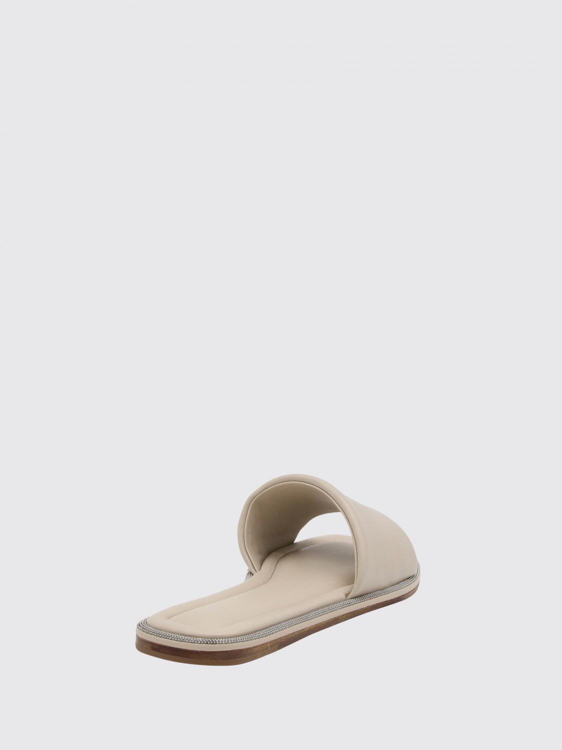 BRUNELLO CUCINELLI SANDALI BASSO: Sandalo Brunello Cucinelli in nappa con monile, Beige - Img 2