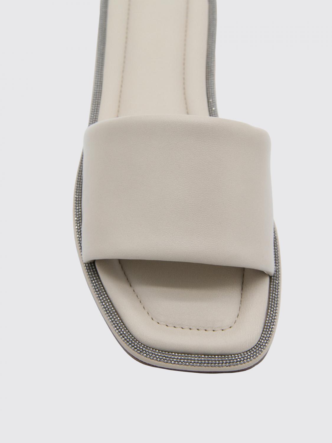 BRUNELLO CUCINELLI SANDALI BASSO: Sandalo Brunello Cucinelli in nappa con monile, Beige - Img 4