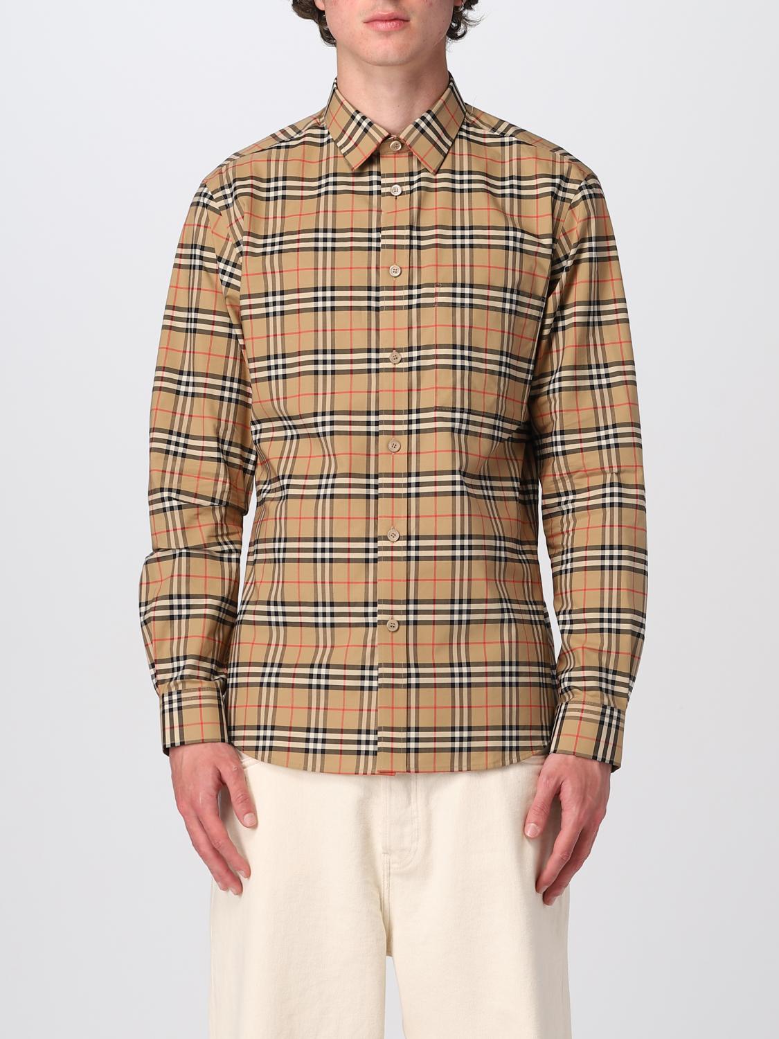 BURBERRY SHIRT: Burberry shirt in stretch cotton, Beige - Img 1