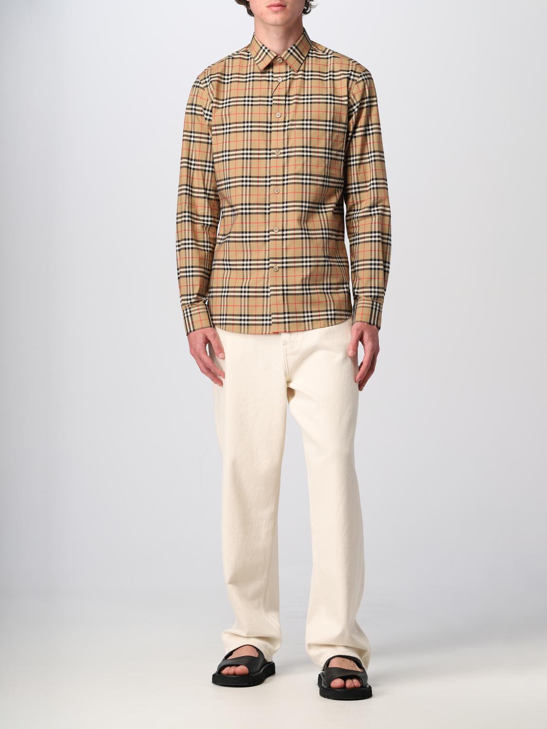 BURBERRY SHIRT: Burberry shirt in stretch cotton, Beige - Img 2