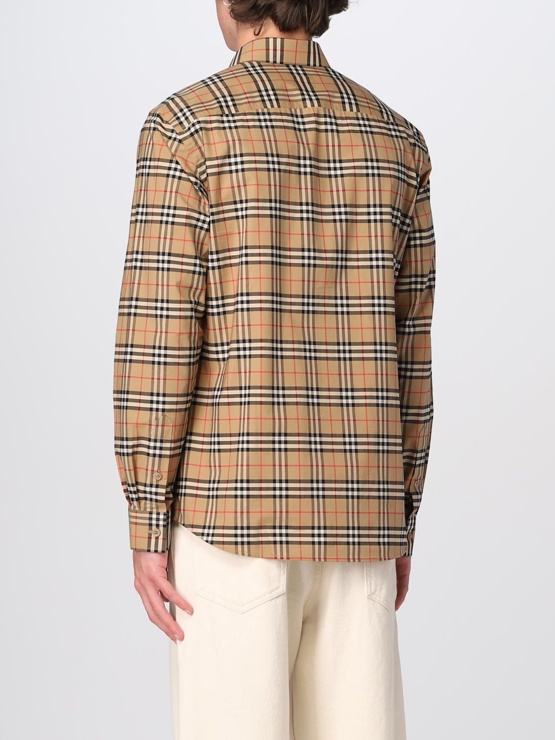 BURBERRY SHIRT: Burberry shirt in stretch cotton, Beige - Img 3