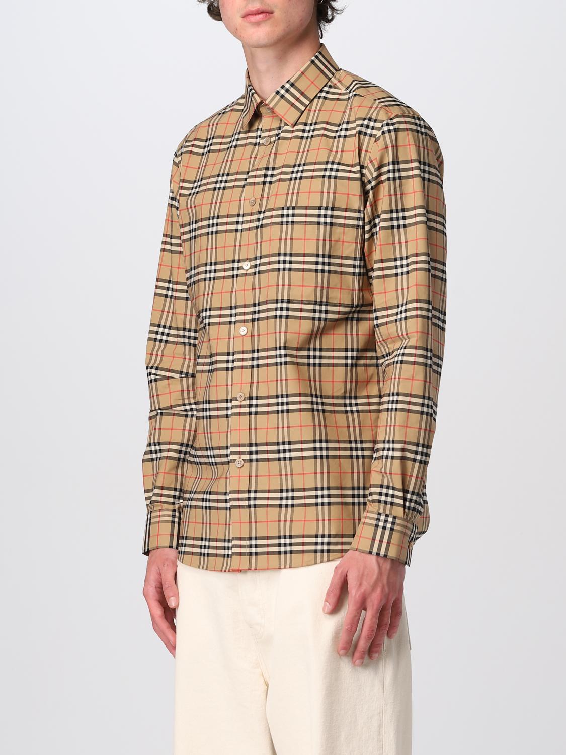 BURBERRY SHIRT: Burberry shirt in stretch cotton, Beige - Img 4