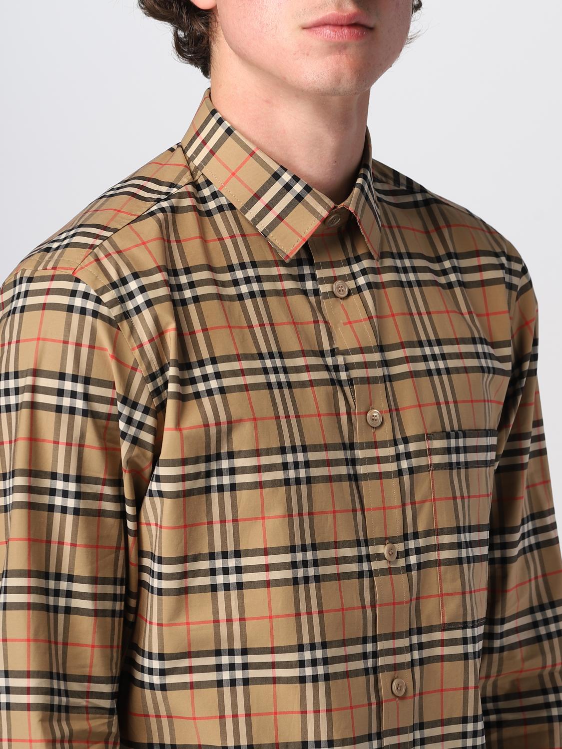 BURBERRY SHIRT: Burberry shirt in stretch cotton, Beige - Img 5