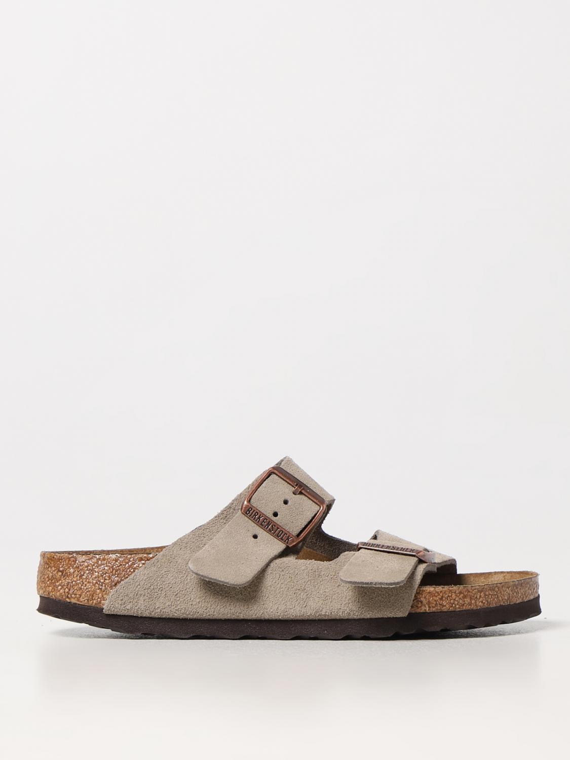 BIRKENSTOCK SANDALI CON TACCO: Sandalo Arizona Birkenstock in camoscio, Tortora - Img 1