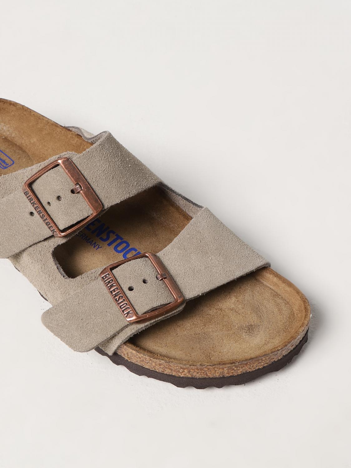 BIRKENSTOCK SANDALI CON TACCO: Sandalo Arizona Birkenstock in camoscio, Tortora - Img 4