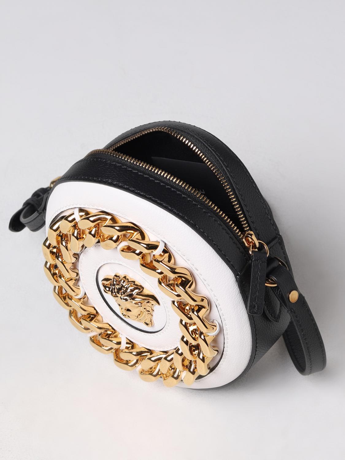 VERSACE BORSA MINI: Borsa La Medusa Versace in pelle a micrograna, Bianco - Img 5