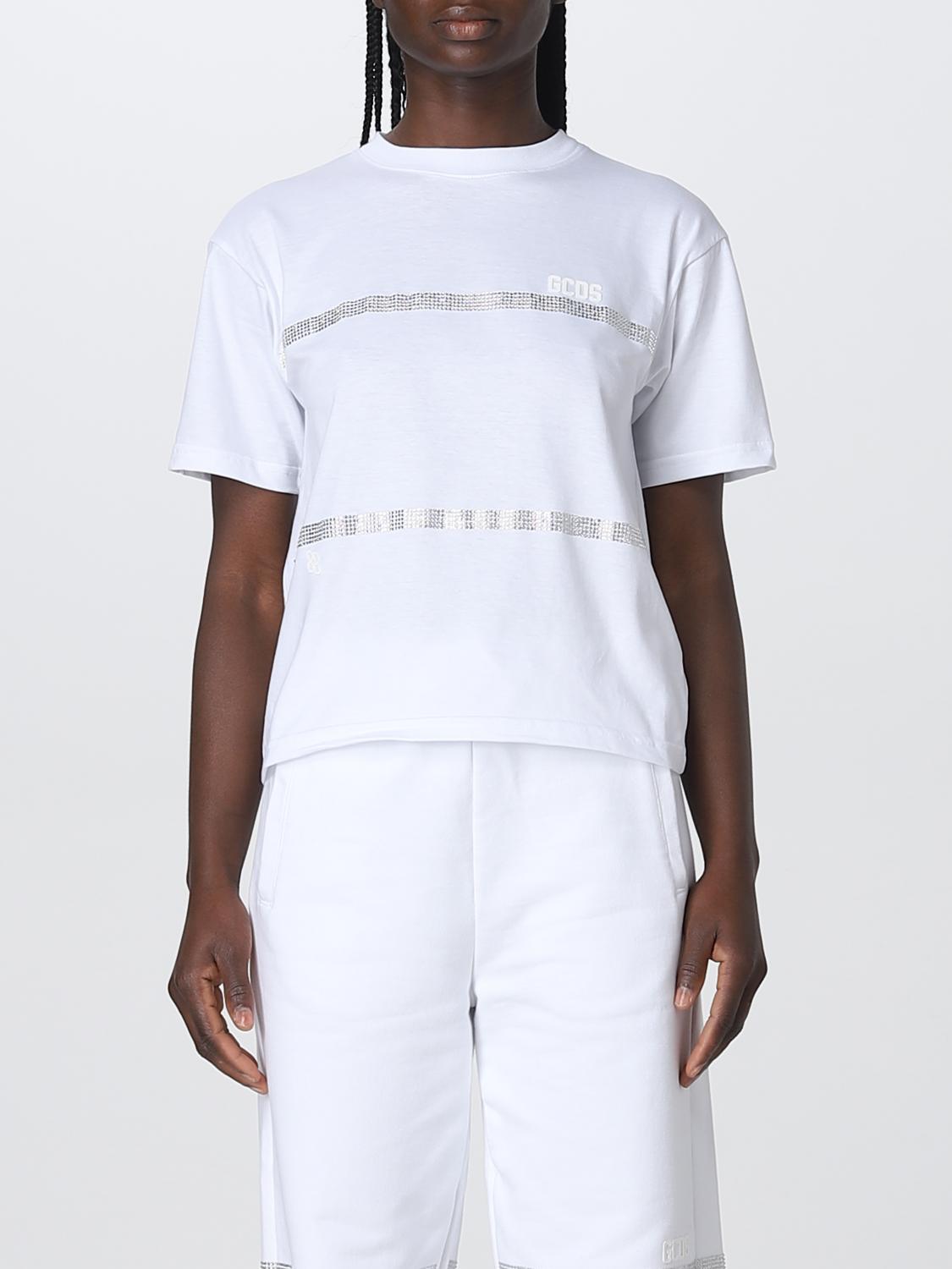 Tシャツ・カットソー GCDS Woman T-Shirt White SS23W130104 01 GCDS Outlet: T-shirt woman - White | GCDS t-shirt