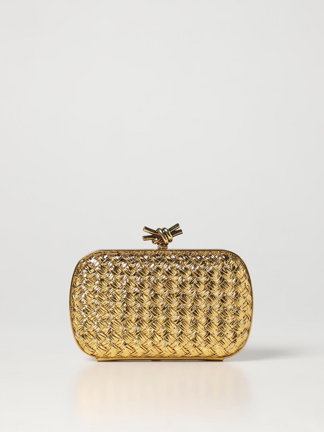 BOTTEGA VENETA CLUTCH: Clutch Knot Bottega Veneta in pelle intrecciata, Oro - Img 1