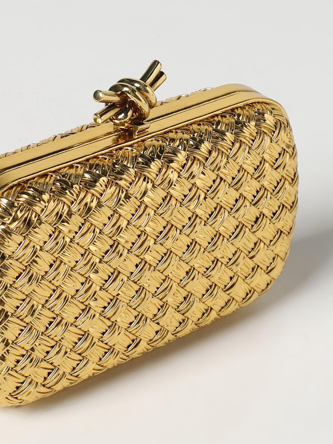 BOTTEGA VENETA CLUTCH: Clutch Knot Bottega Veneta in pelle intrecciata, Oro - Img 3