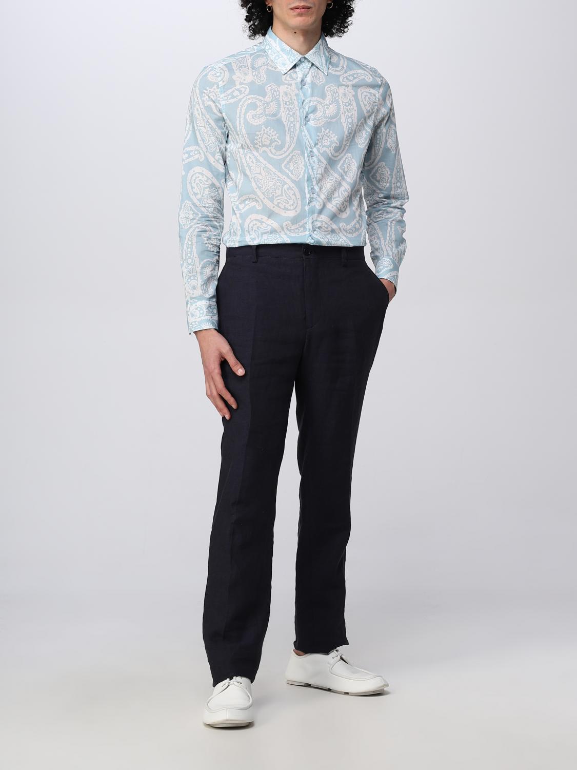ETRO SHIRT: Etro shirt in cotton with Paisley pattern, Gnawed Blue - Img 2