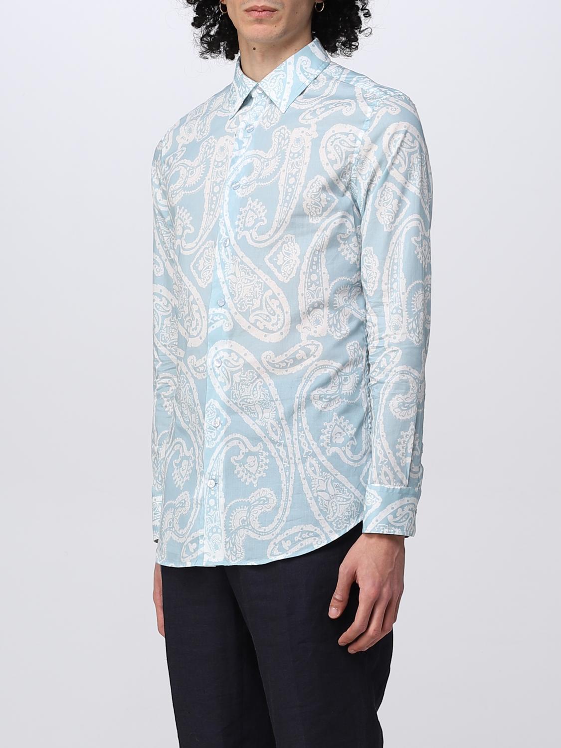 ETRO SHIRT: Etro shirt in cotton with Paisley pattern, Gnawed Blue - Img 4
