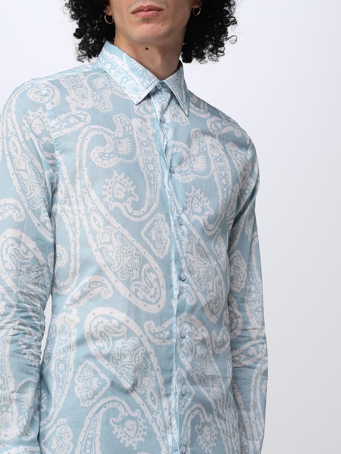 ETRO SHIRT: Etro shirt in cotton with Paisley pattern, Gnawed Blue - Img 5