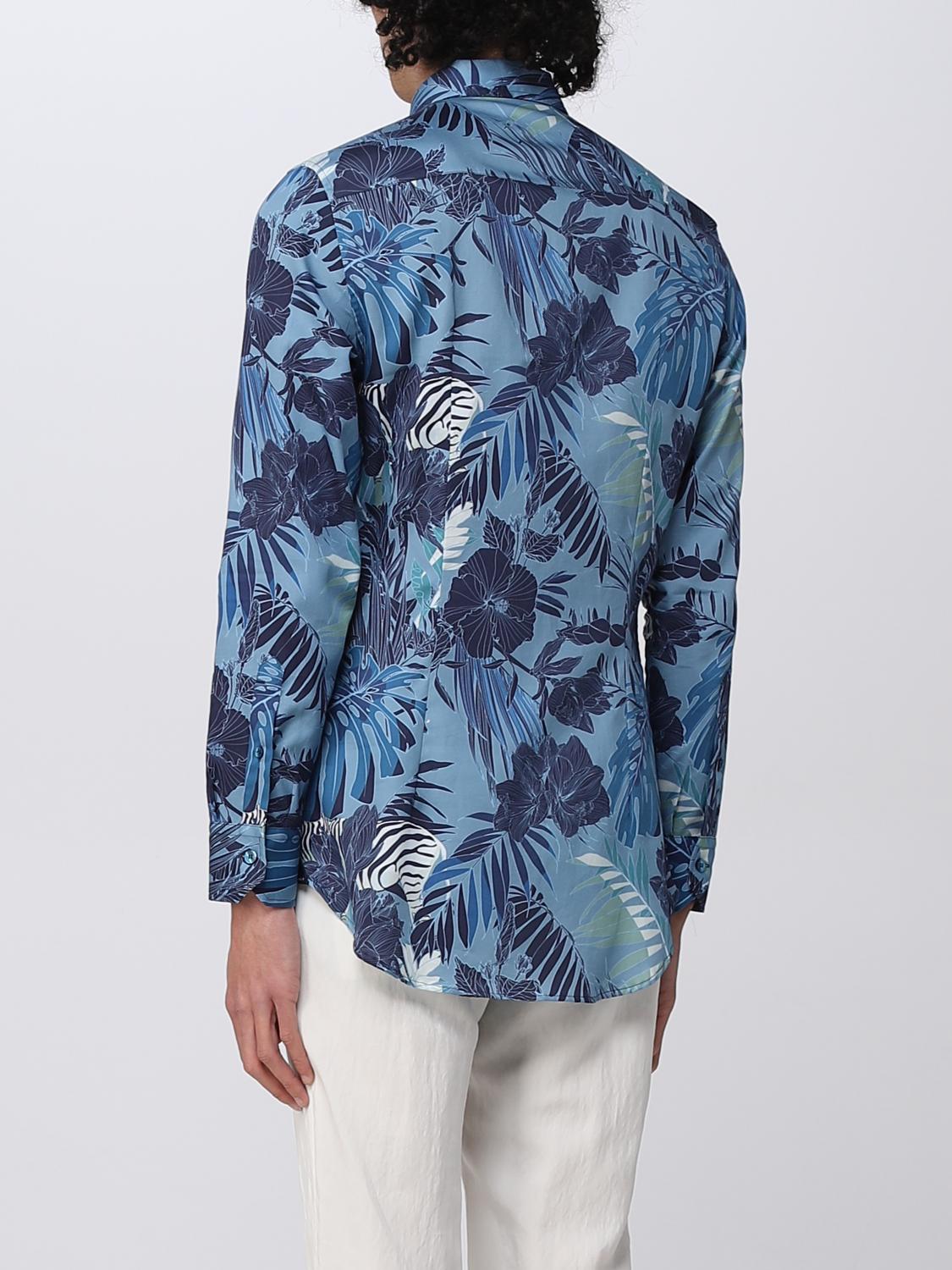 ETRO MAGLIA: Camicia Etro in cotone con zebre a contrasto all over, Blue - Img 3