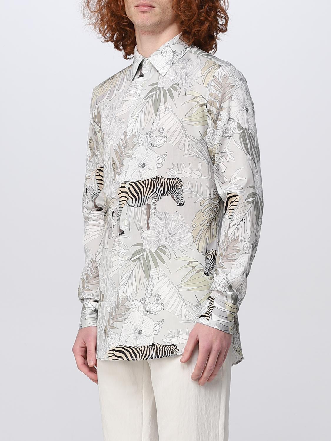 ETRO SWEATER: Etro shirt in cotton with all over contrasting zebras, Charcoal - Img 3