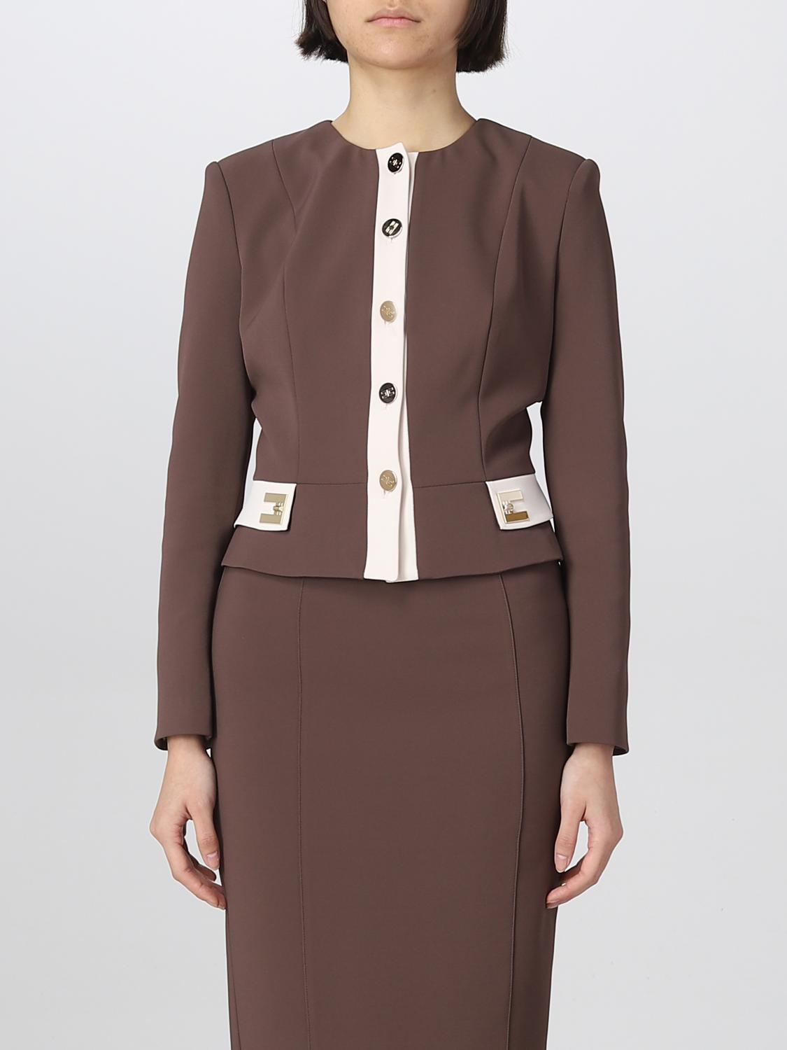 ELISABETTA FRANCHI CHAQUETA: Chaqueta mujer Elisabetta Franchi, Marrón - Img 1