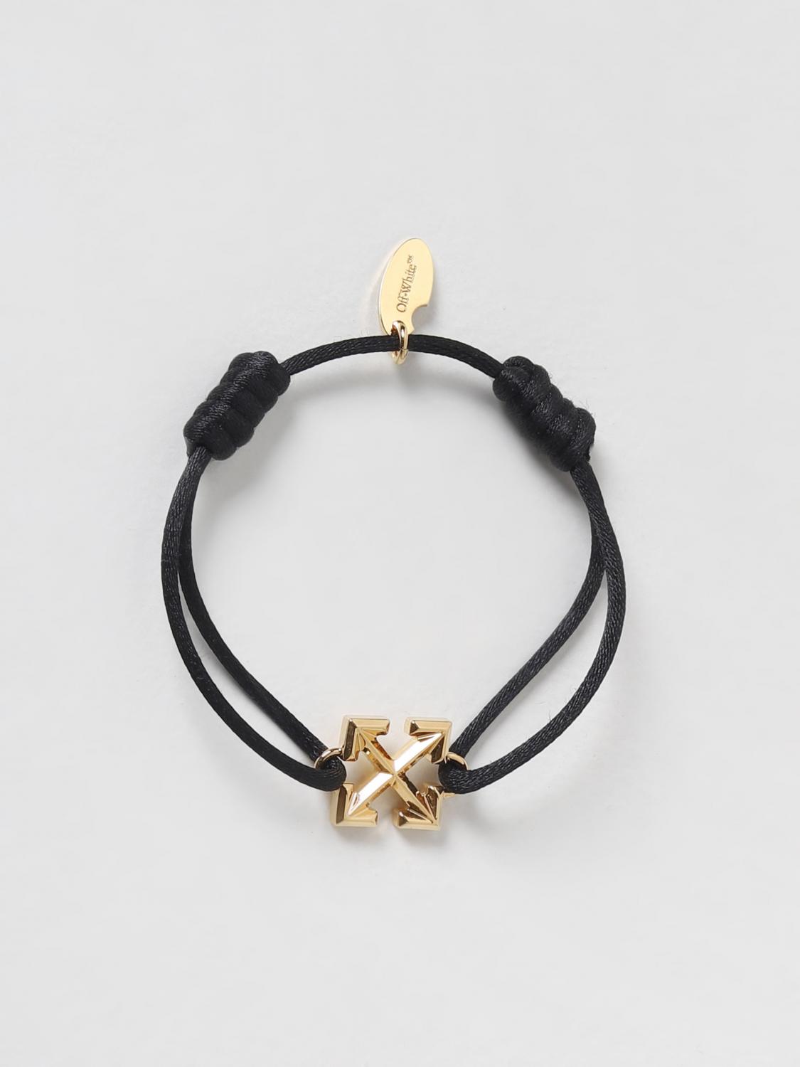 OFF-WHITE GIOIELLO: Bracciale Arrow Off-White in ottone e tessuto, Marrone - Img 1