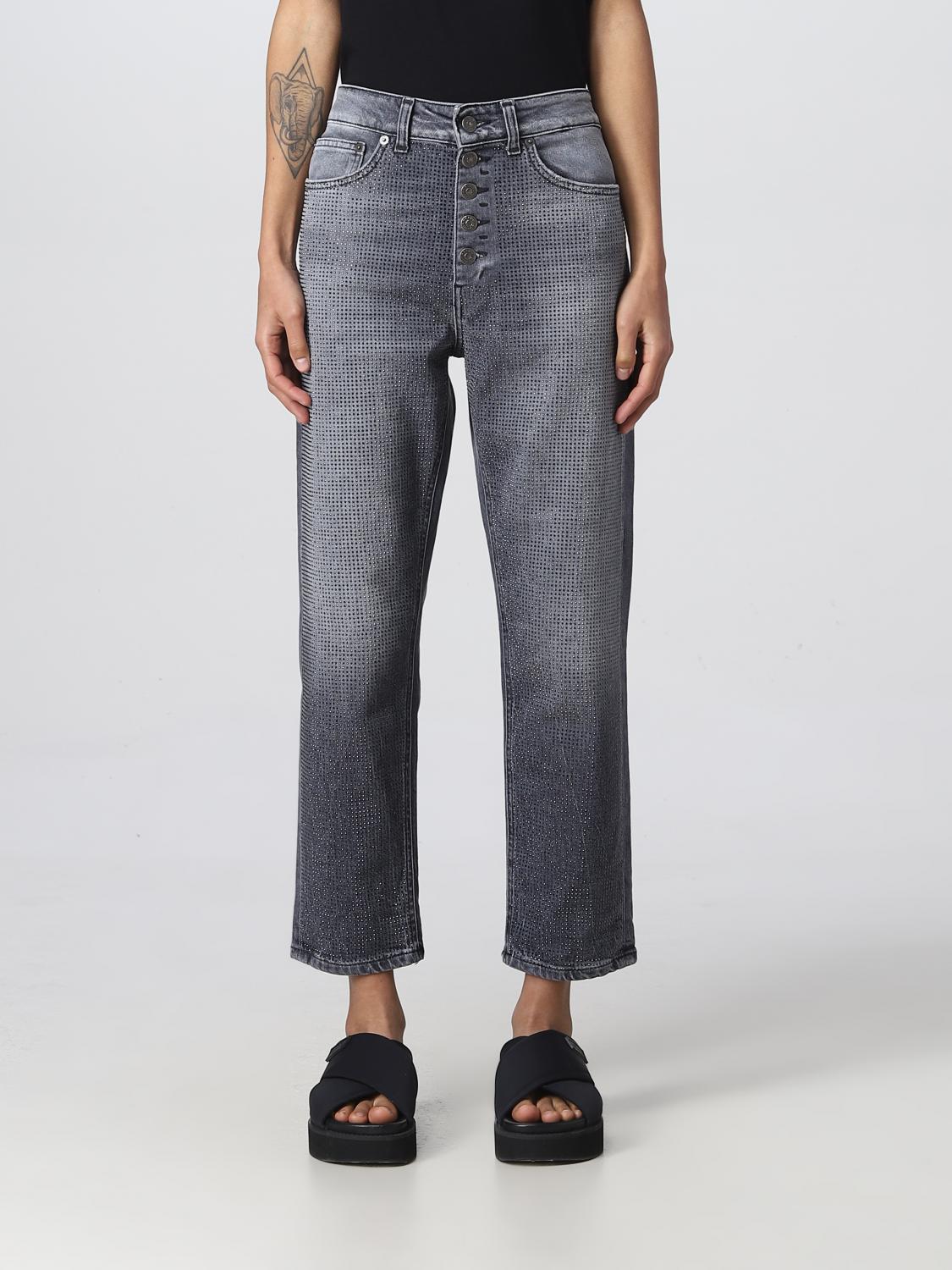 DONDUP: Jeans in denim con strass Nero Jeans Dondup