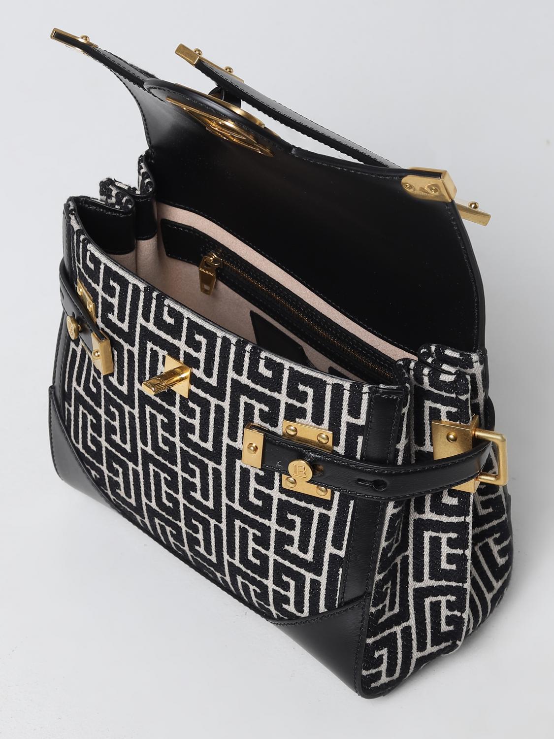 BALMAIN HANDBAG: Balmain B-Buzz bag in canvas and leather, Ivory - Img 4