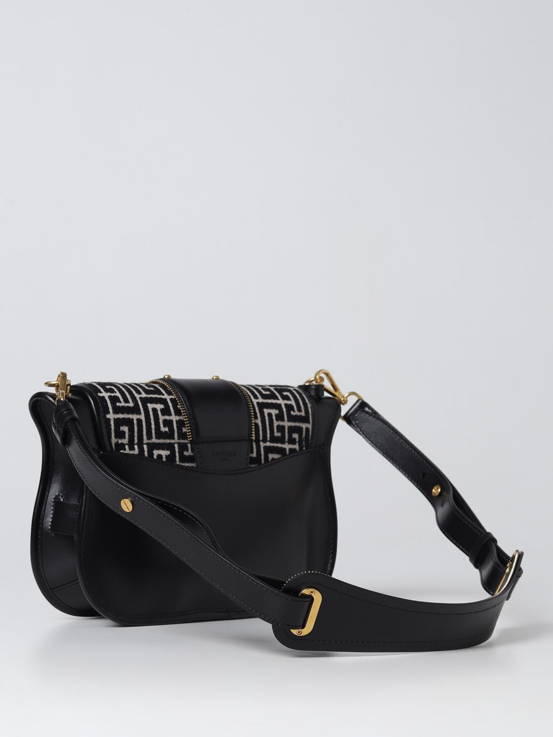 BALMAIN BORSA A SPALLA: Borsa Blaze Balmain in cotone e pelle, Avorio - Img 2