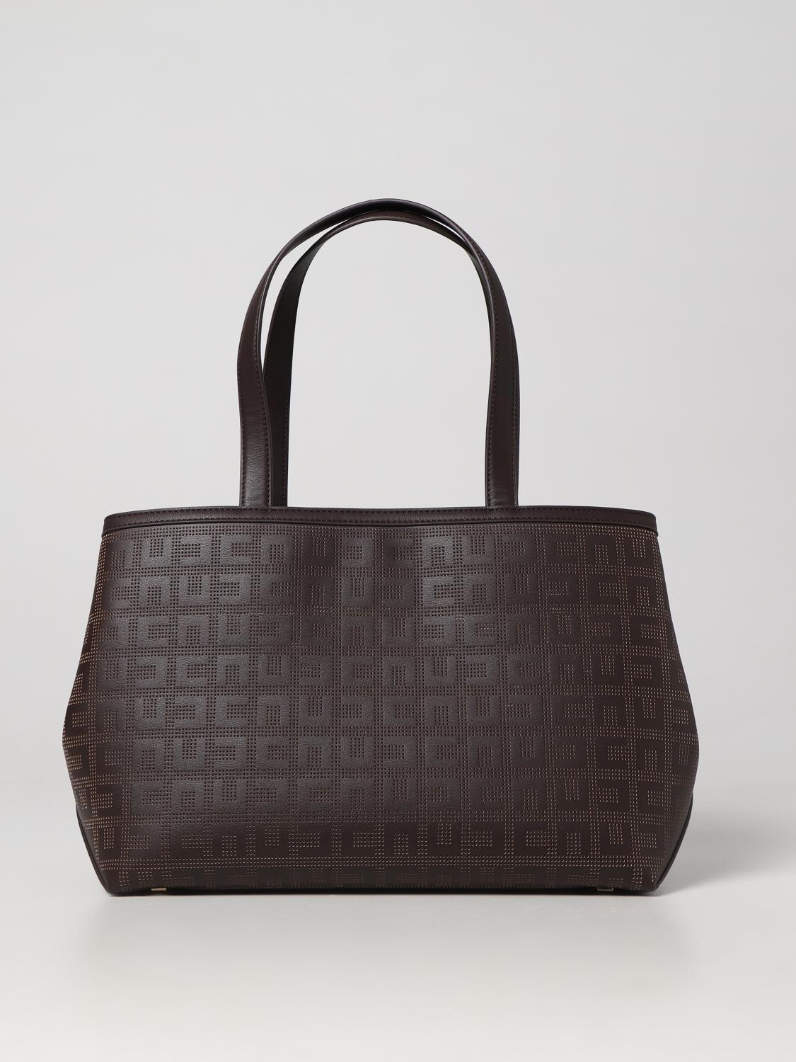 ELISABETTA FRANCHI BORSA TOTE: Tote Elisabetta Franchi in similpelle con monogram all over, Marrone - Img 1