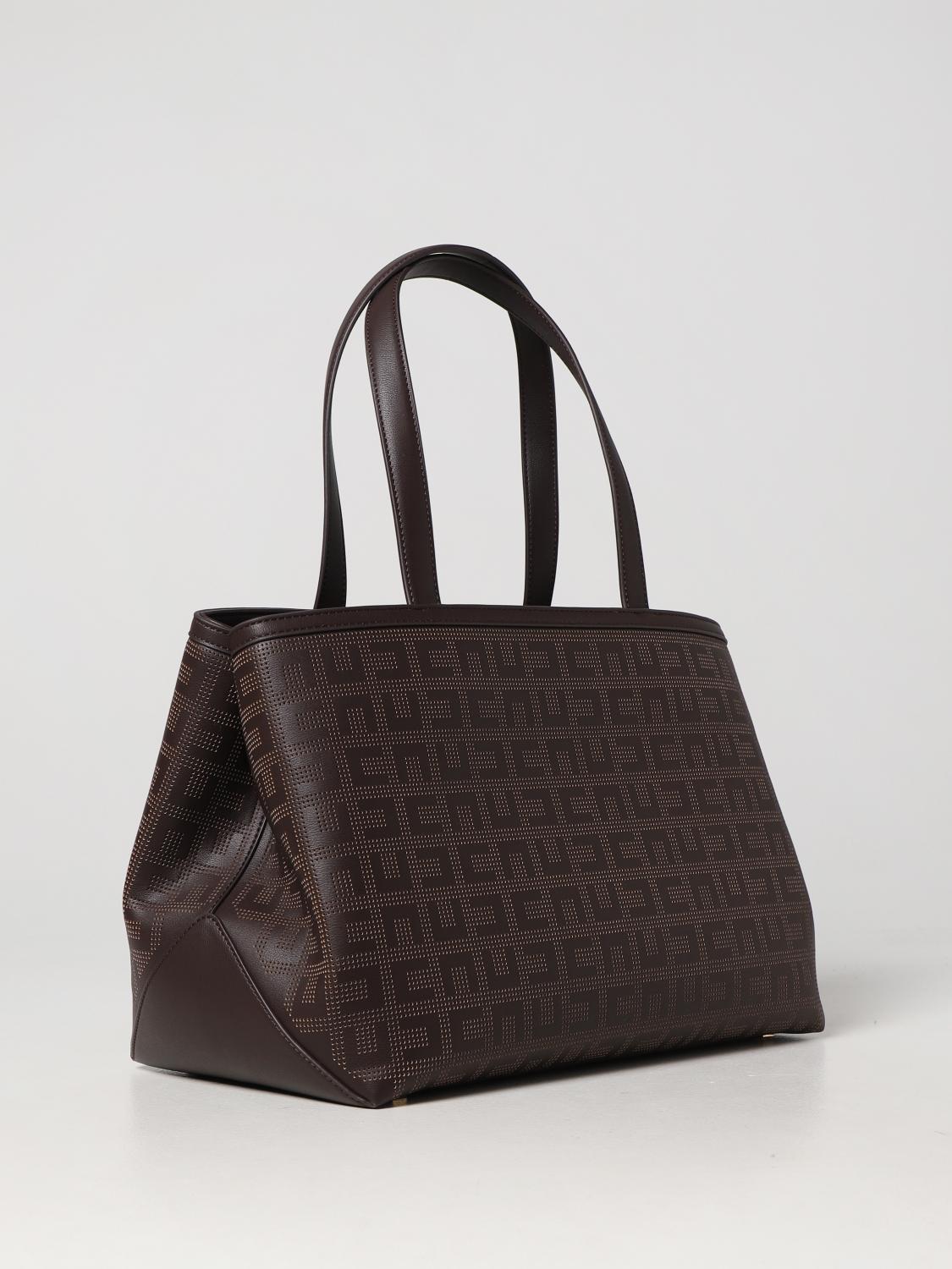 ELISABETTA FRANCHI BORSA TOTE: Tote Elisabetta Franchi in similpelle con monogram all over, Marrone - Img 2