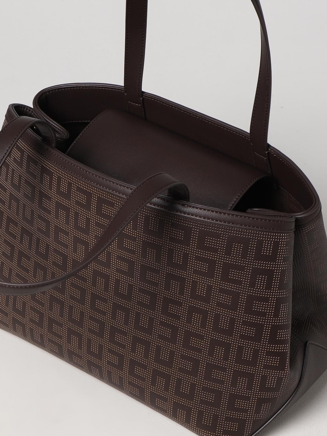 ELISABETTA FRANCHI BORSA TOTE: Tote Elisabetta Franchi in similpelle con monogram all over, Marrone - Img 3