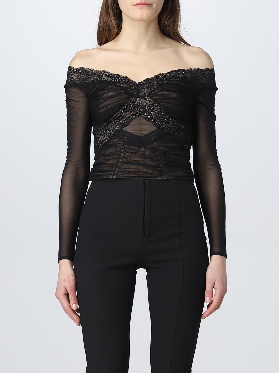 SELF-PORTRAIT: Dress woman - Black | Self-Portrait top RS23003TB 