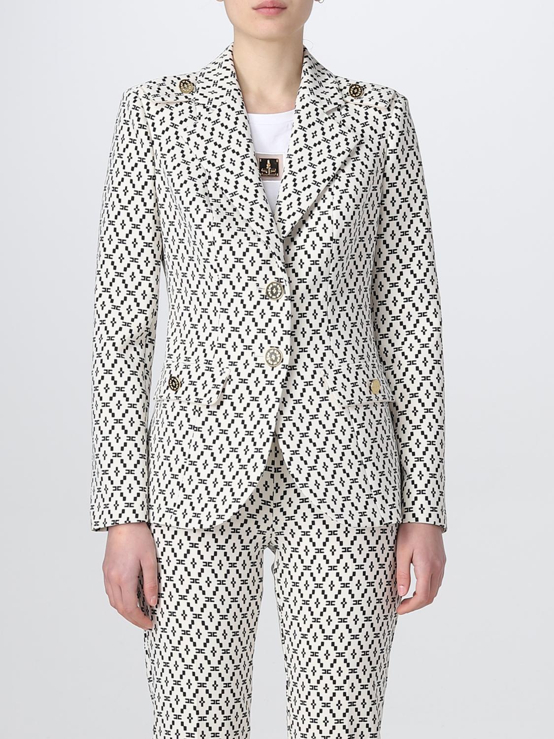 ELISABETTA FRANCHI BLAZER: Blazer Elisabetta Franchi in crêpe stretch, Burro - Img 1