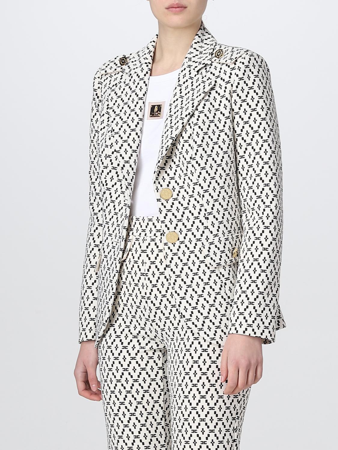 ELISABETTA FRANCHI BLAZER: Blazer Elisabetta Franchi in crêpe stretch, Burro - Img 4