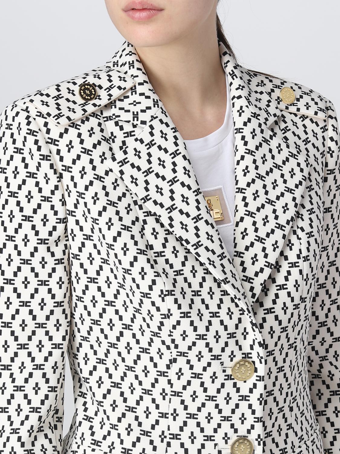 ELISABETTA FRANCHI BLAZER: Blazer Elisabetta Franchi in crêpe stretch, Burro - Img 5