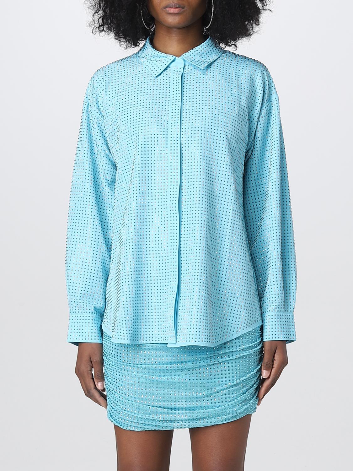 SELF-PORTRAIT CAMICIA: Camicia Self-Portrait in tessuto con strass applicati, Blue - Img 1