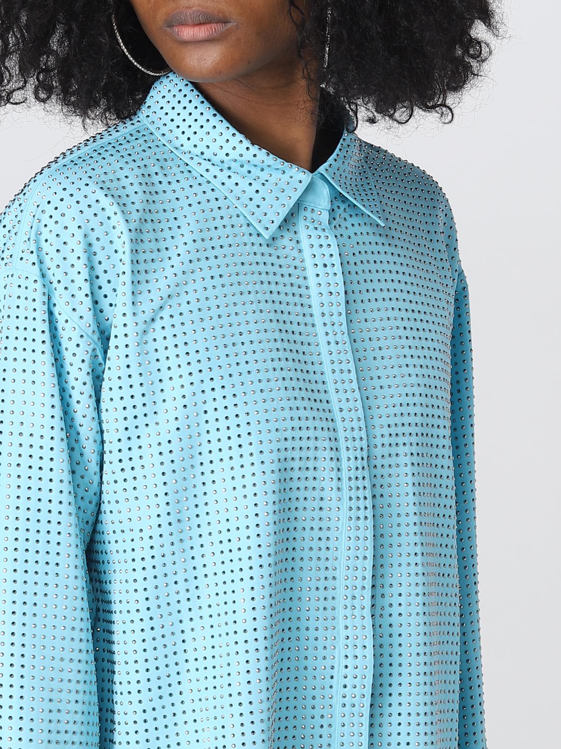 SELF-PORTRAIT CAMICIA: Camicia Self-Portrait in tessuto con strass applicati, Blue - Img 4