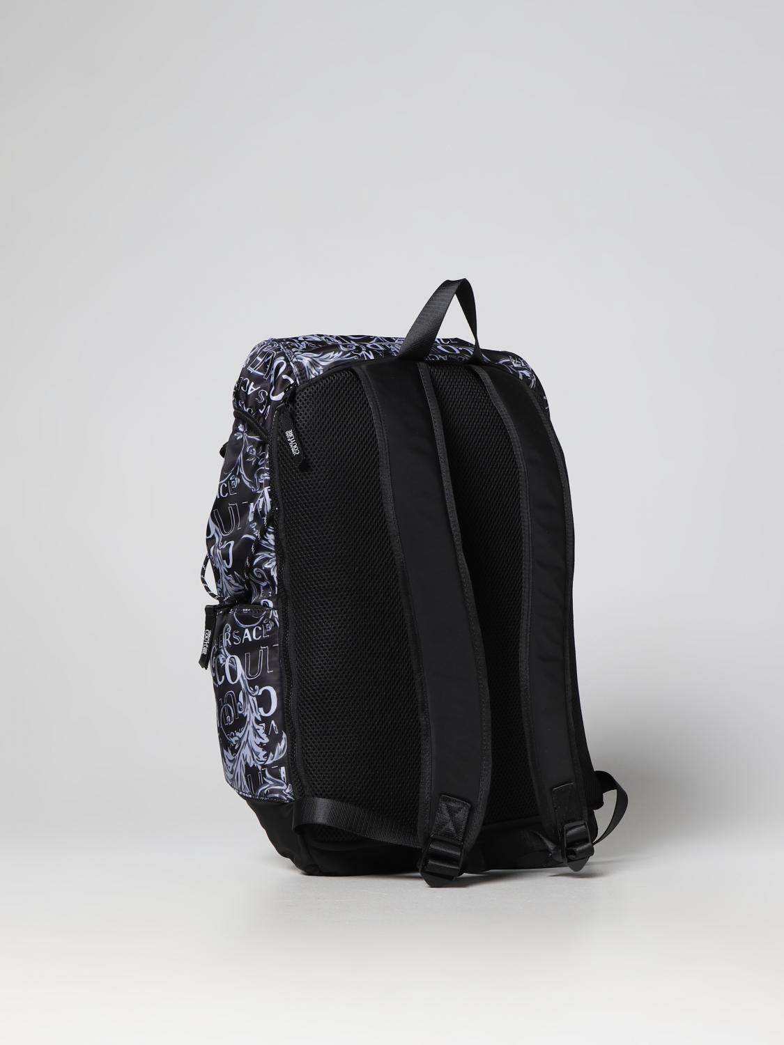 VERSACE JEANS COUTURE ZAINO: Zaino Versace Jeans Couture in nylon con stampa Baroque, Nero 1 - Img 2