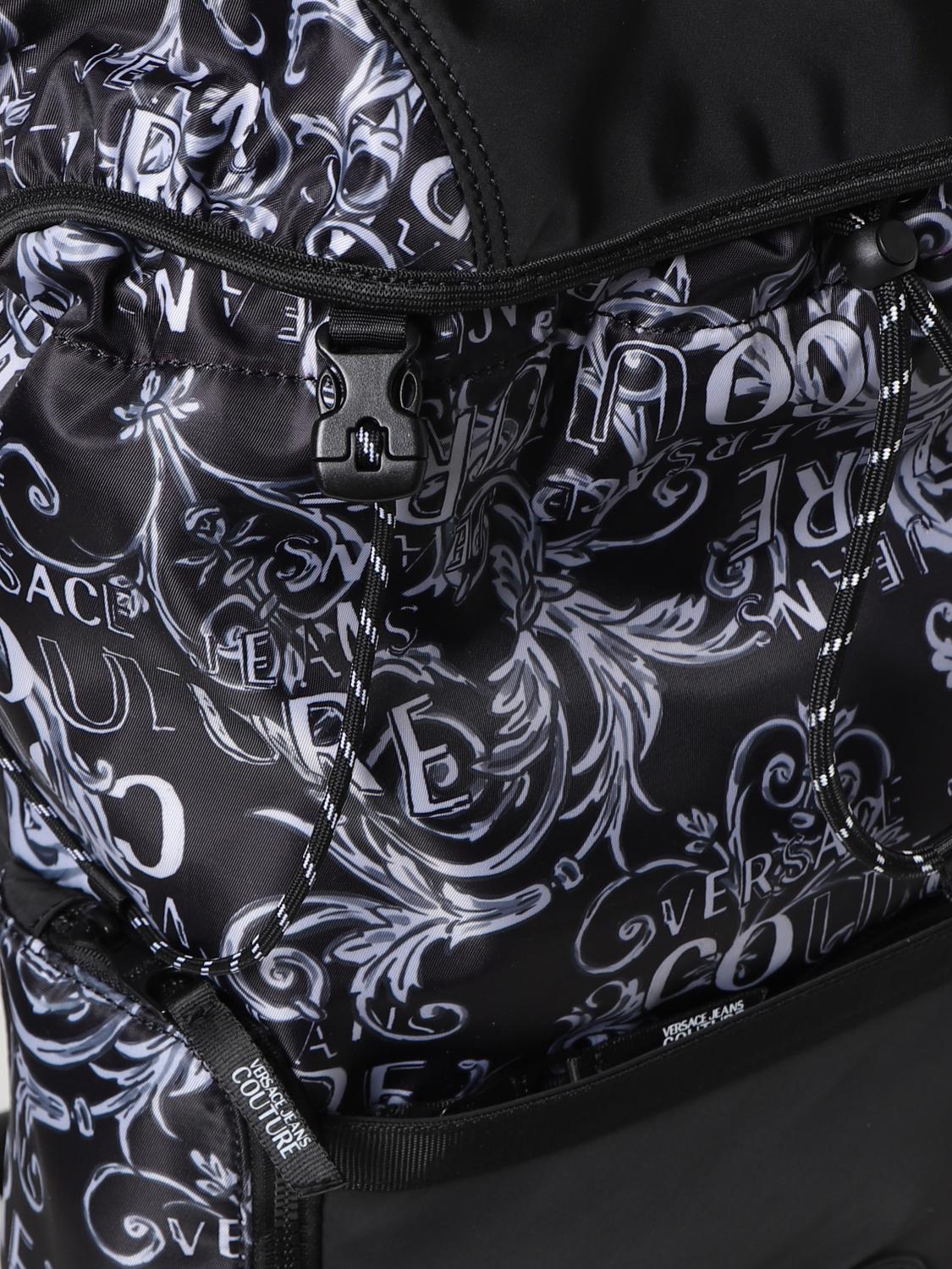 VERSACE JEANS COUTURE ZAINO: Zaino Versace Jeans Couture in nylon con stampa Baroque, Nero 1 - Img 3
