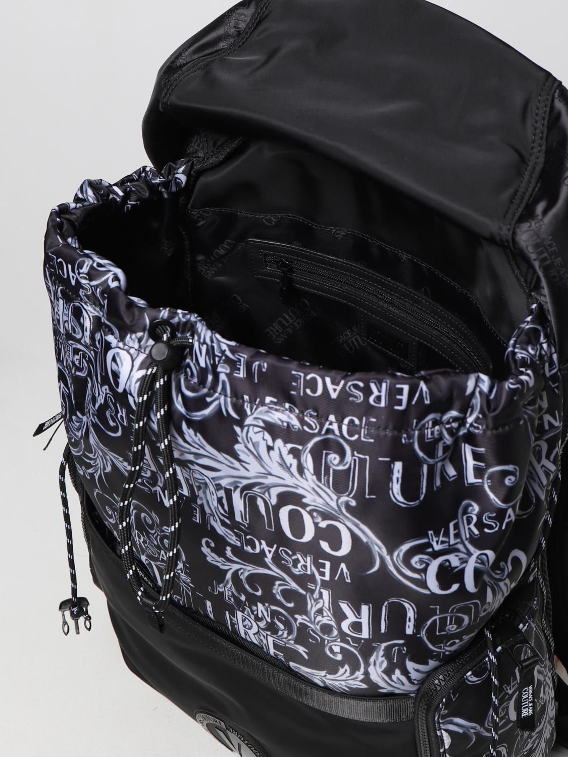 VERSACE JEANS COUTURE ZAINO: Zaino Versace Jeans Couture in nylon con stampa Baroque, Nero 1 - Img 4