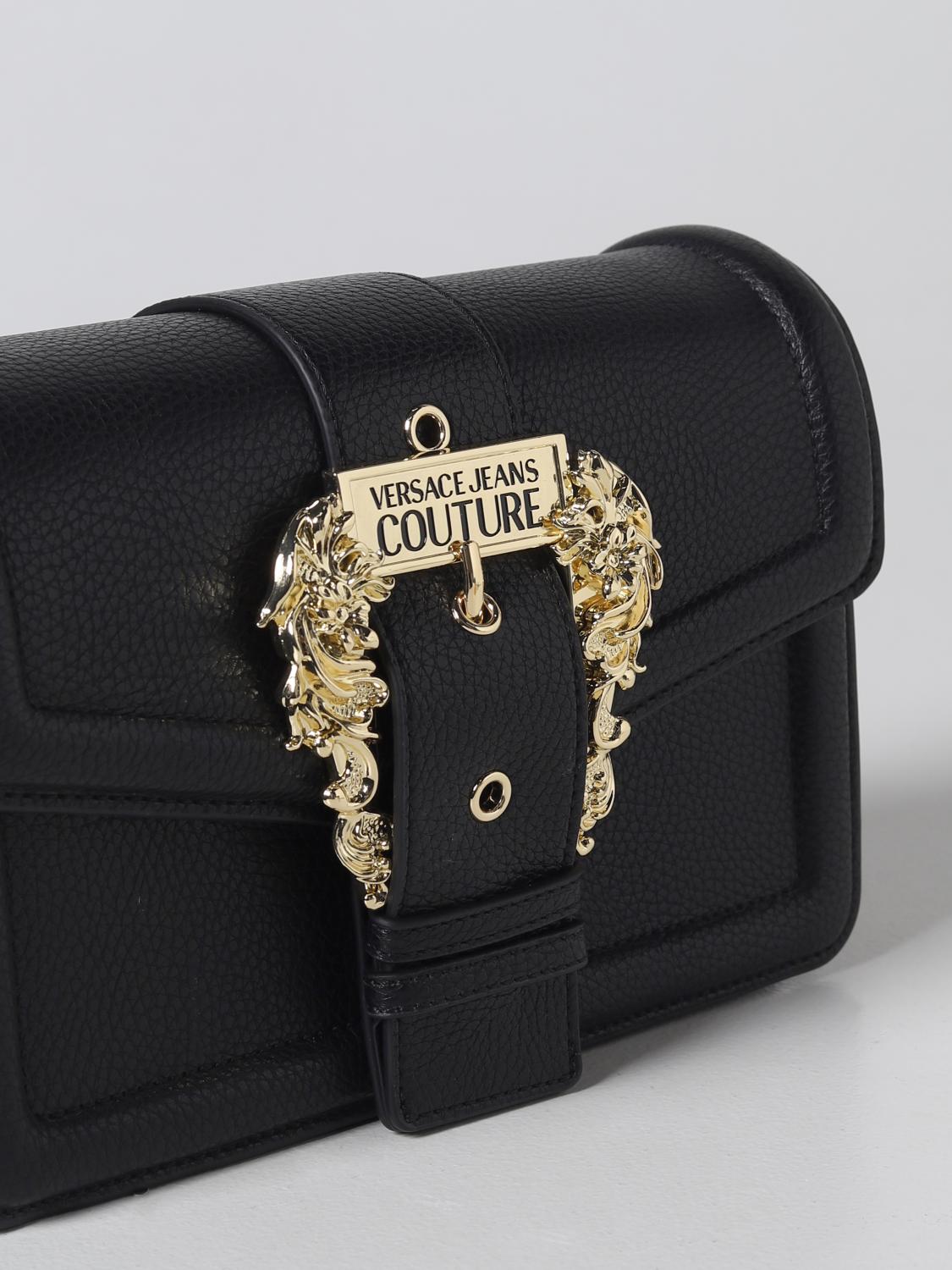 VERSACE JEANS COUTURE BORSA A SPALLA: Borsa Versace Jeans Couture in pelle sintetica martellata, Nero - Img 3
