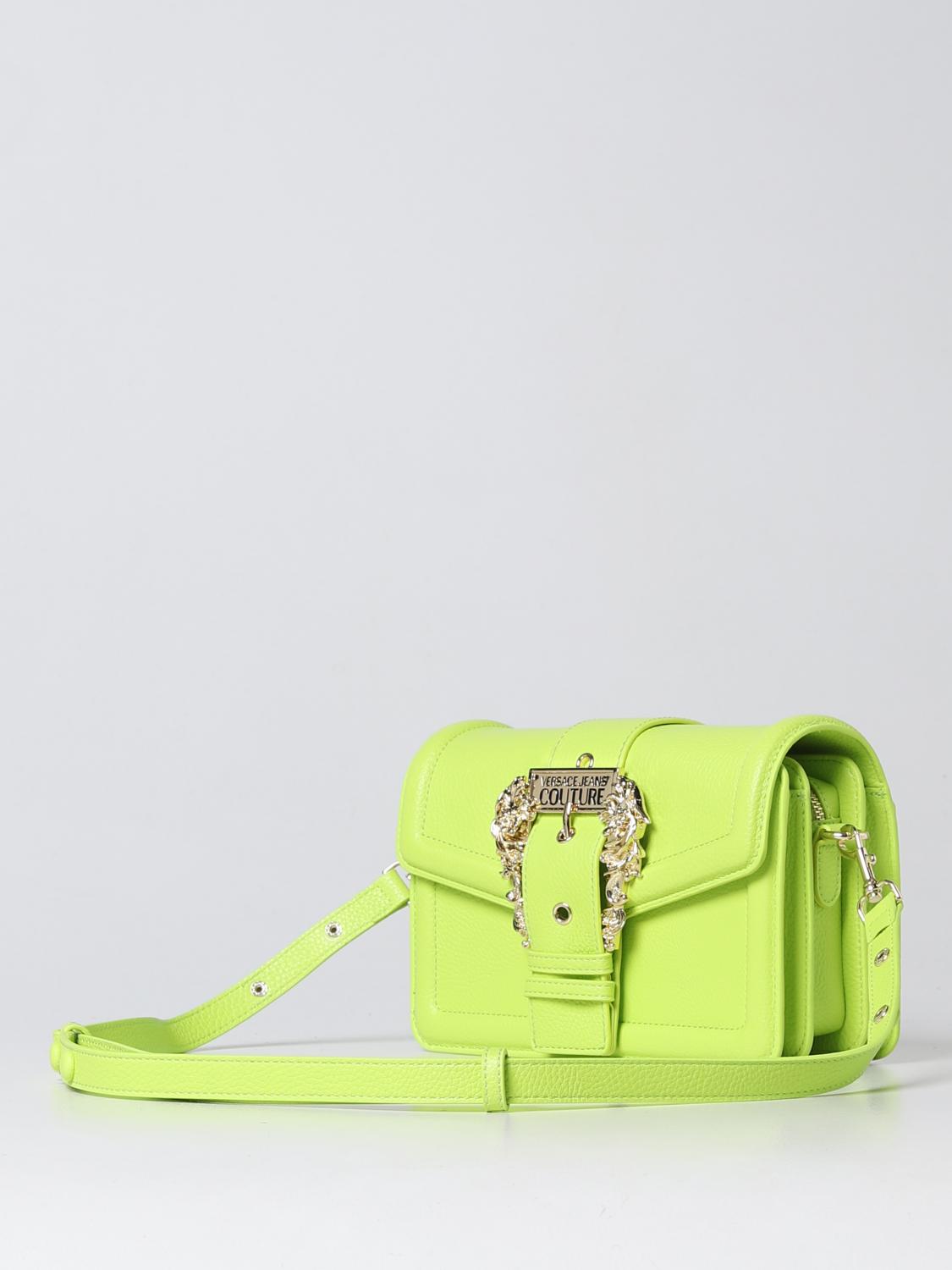 VERSACE JEANS COUTURE BORSA A SPALLA: Borsa Versace Jeans Couture in pelle sintetica martellata, Giallo - Img 3