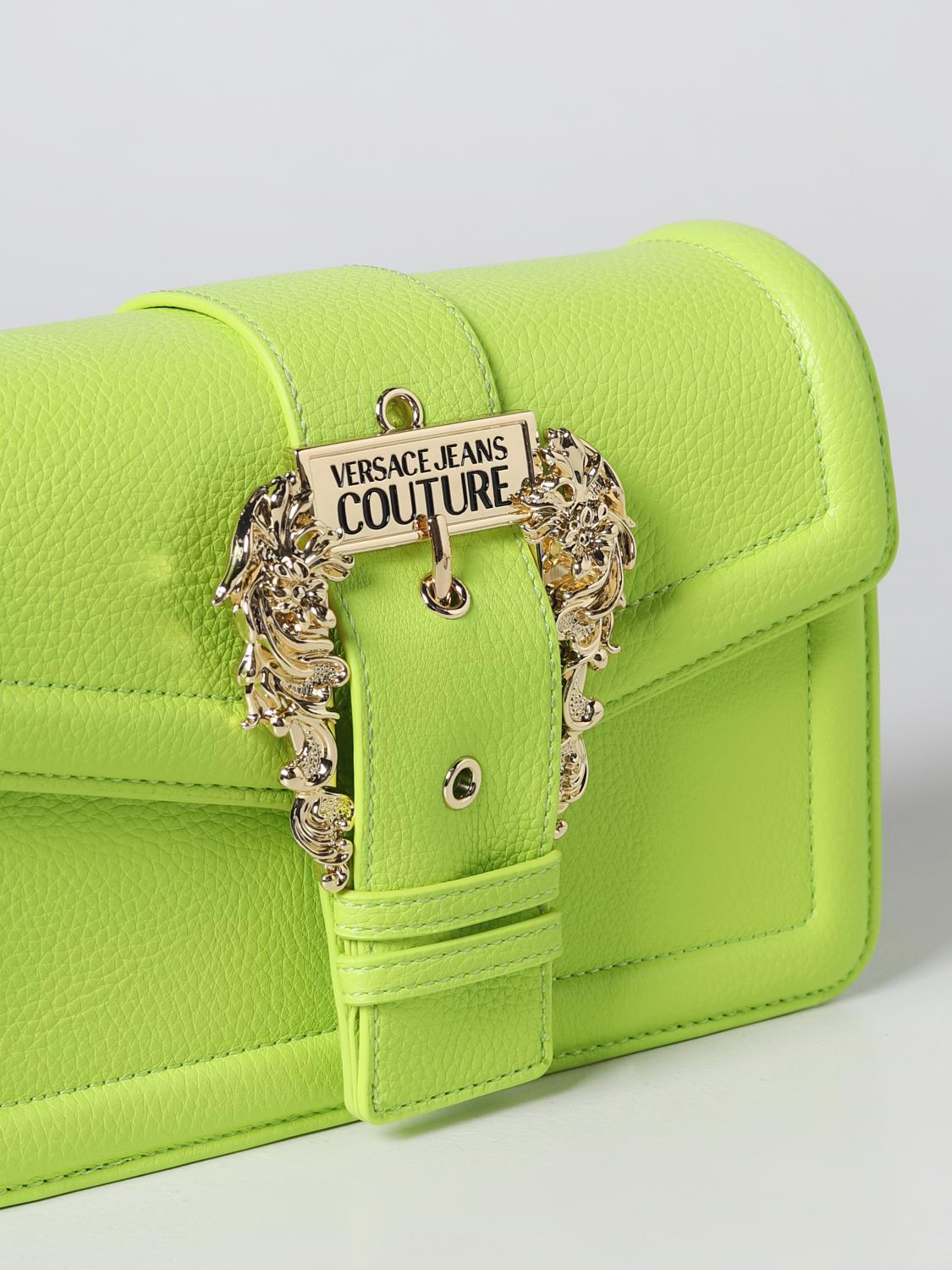VERSACE JEANS COUTURE BORSA A SPALLA: Borsa Versace Jeans Couture in pelle sintetica martellata, Giallo - Img 4