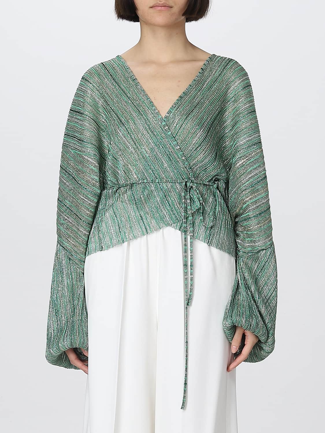 FORTE FORTE TOP: Blusa Forte Forte in tessuto lamé, Smeraldo - Img 1
