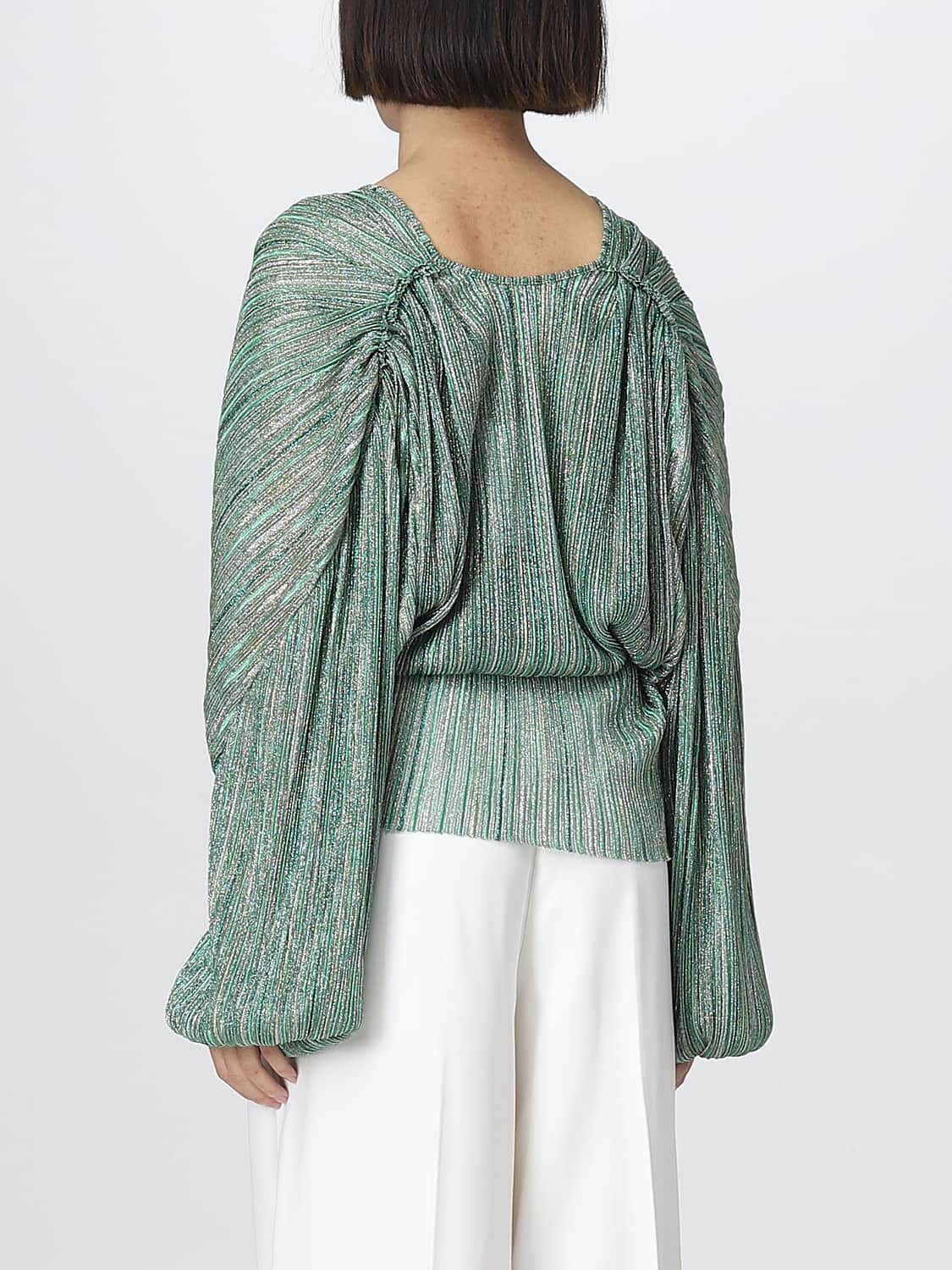 FORTE FORTE TOP: Blusa Forte Forte in tessuto lamé, Smeraldo - Img 2