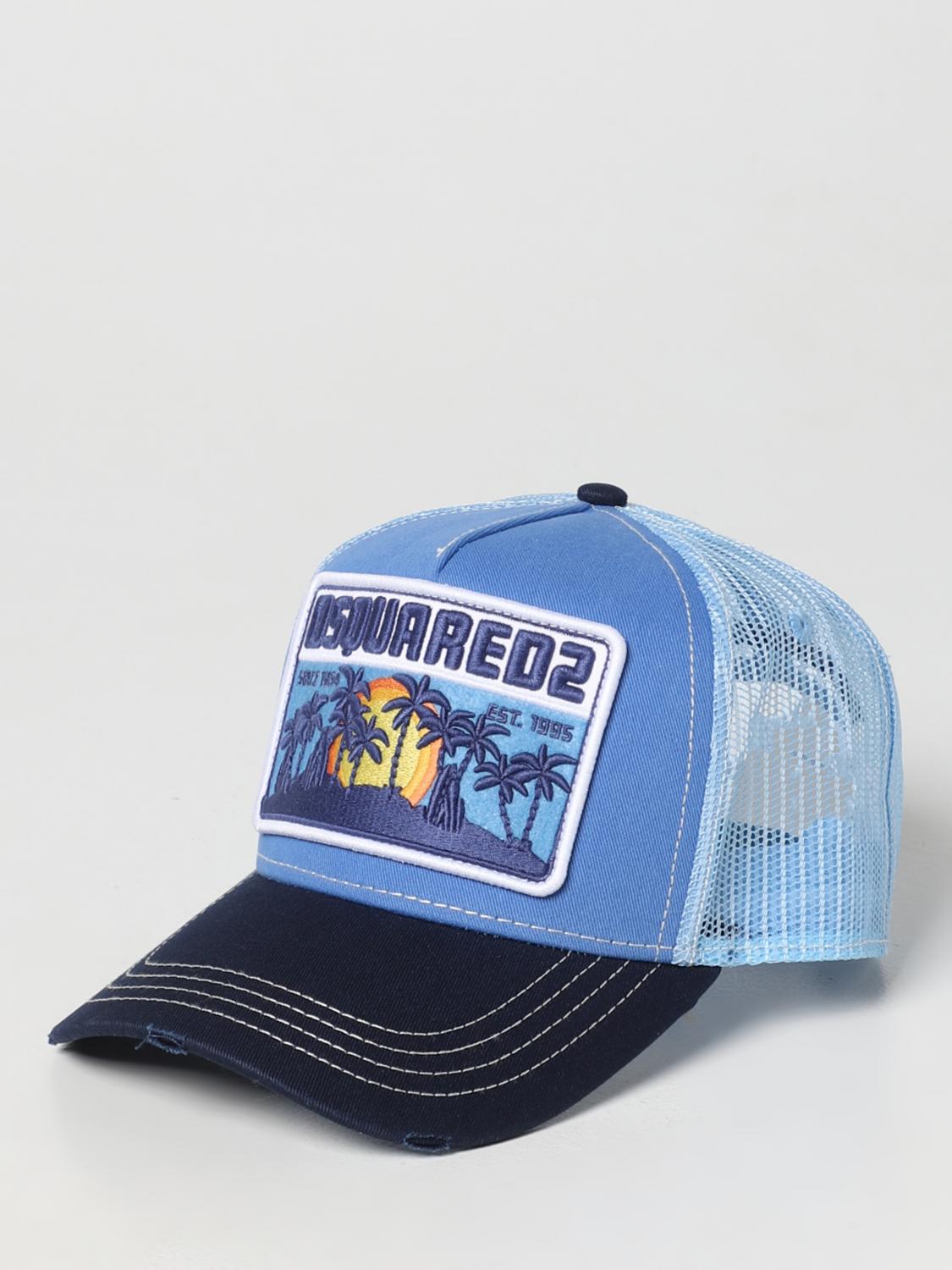 DSQUARED2 CAPPELLO: Cappello Dsquared2 in cotone e nylon, Celeste - Img 1