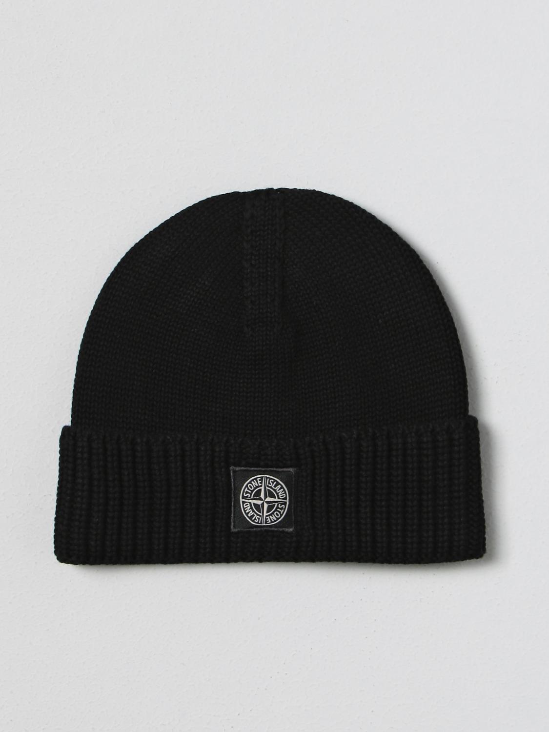 STONE ISLAND JUNIOR GORRO: Gorro niños Stone Island Junior, Negro - Img 1